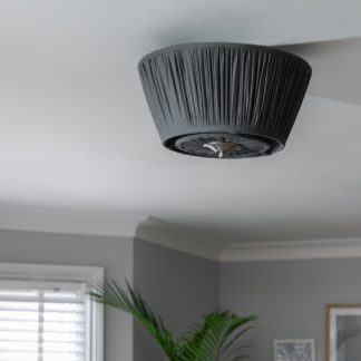 An Image of Habitat Pleated Metal Flush to Ceiling Light - Satin Nickel