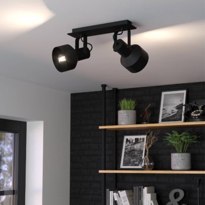 An Image of EGLO Casibare 2-Light Spotlight Black