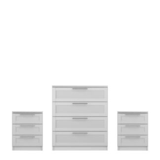 An Image of Sudbury Framed 3 Piece Bedroom Furniture Set White