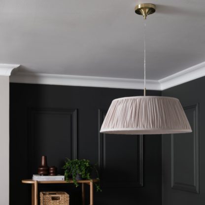 An Image of Habitat Pleated Shade Metal Pendant Light - Satin Brass