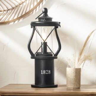 An Image of Gibson Black Wood Lantern Table Lamp Black