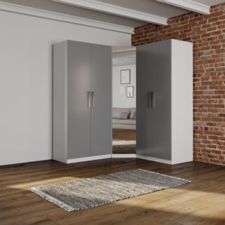 An Image of Sudbury 3 Piece Mirrored Corner Wardrobe Set Grey
