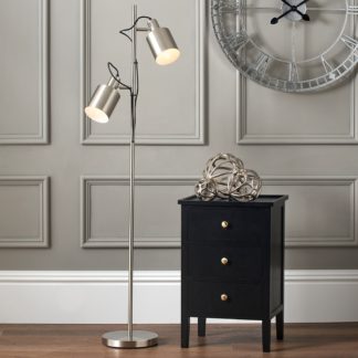 An Image of Aaron Brushed Chrome Task Floor Lamp Silver