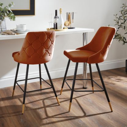 An Image of Ariana Bar Stool, Velvet Velvet Black