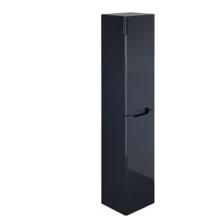 An Image of Bathstore Skye Curved Tall Bathroom Storage Unit - Grey