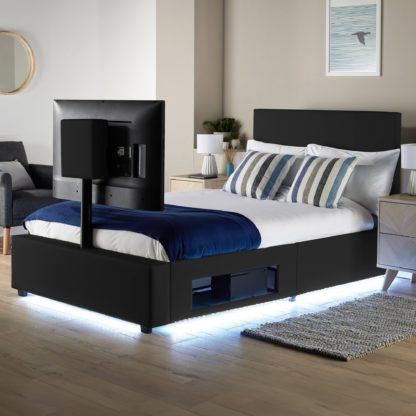 An Image of X Rocker Living Ava TV Bed with LED Lights and TV Mount Black