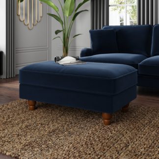 An Image of Beatrice Velvet Large Storage Footstool Navy Velvet