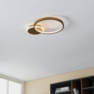 An Image of EGLO Gafares LED Flush Ceiling Light Gold