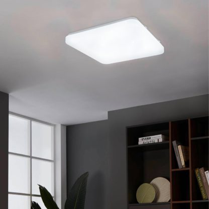 An Image of EGLO Frania-S 33cm LED Square Crystal effect Wall and Ceiling Light White