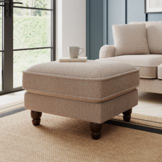 An Image of Beatrice Chunky Chenille Footstool Natural Chenille