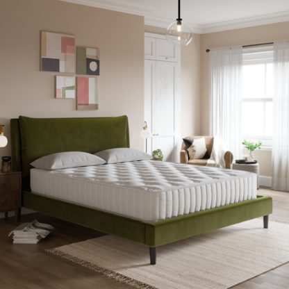 An Image of Skylar Velvet Pillow Back Bed Olive