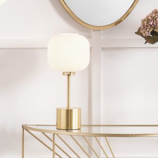 An Image of Bella Ribbed Glass Squoval Table Lamp Gold