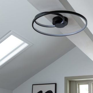 An Image of Habitat Pill Aluminium LED Flush to Ceiling Light - Black