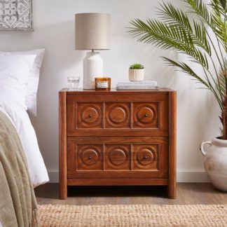 An Image of Theodore 2 Drawer Wide Bedside Table Dark Stained Wood
