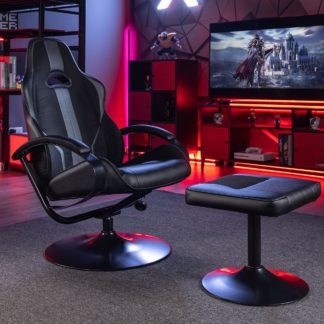 An Image of X Rocker Milano Reclining Gaming Chair with Footstool Black