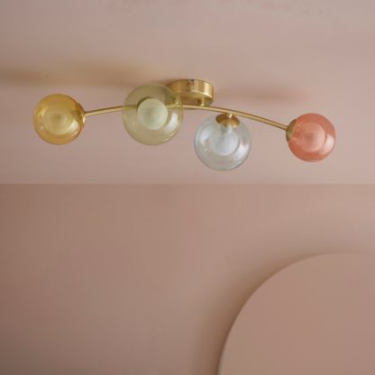 An Image of Eliza 4 Light Dimmable Semi Flush Ceiling Light MultiColoured