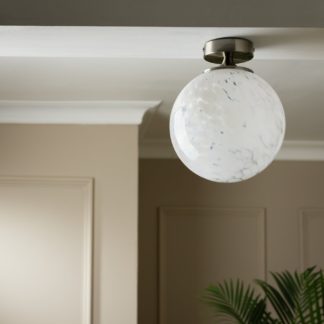 An Image of Habitat White Confetti Metal Flush to Ceiling Light - White