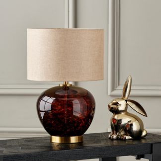 An Image of Lucien Tortoiseshell Glass Table Lamp Taupe