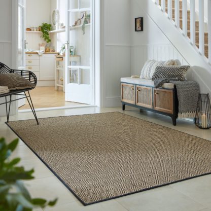 An Image of Diamond Jute Border Rug Black