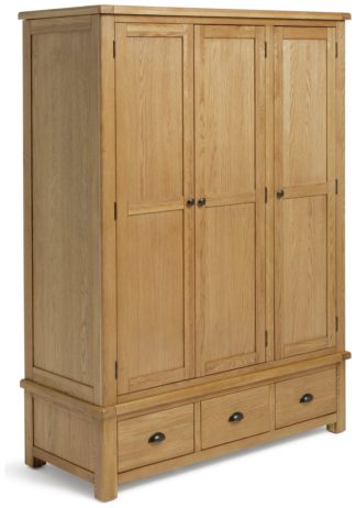 An Image of Habitat Kent 3 Door 3 Drawer Wardrobe - Oak