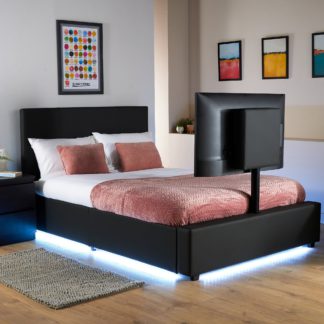 An Image of X Rocker Living Ava TV Bed with LED Lights and TV Mount Black