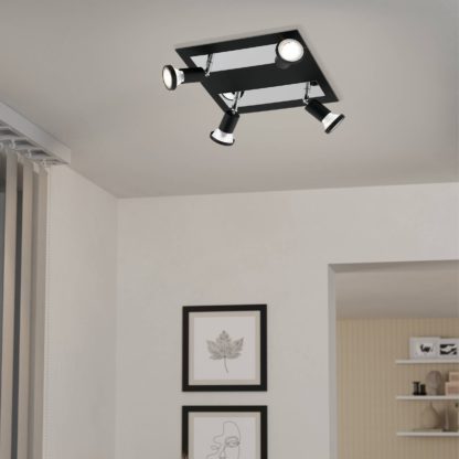 An Image of EGLO Sarria 4-Light Square Spotlight Black