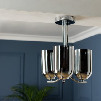 An Image of Habitat Ombre Glass 3 Light Flush to Ceiling Light - Chrome