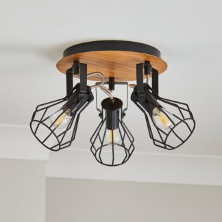 An Image of Fulton Industrial 3 Light Dimmable Spotlight Black