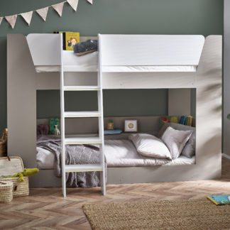 An Image of Parsec - Single – Bunk Bed with Angled Ladder - Taupe/White - Wooden - 3ft