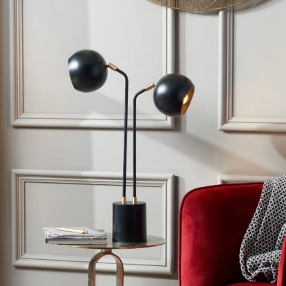 An Image of Bailey Black 2 Head Table Lamp Black