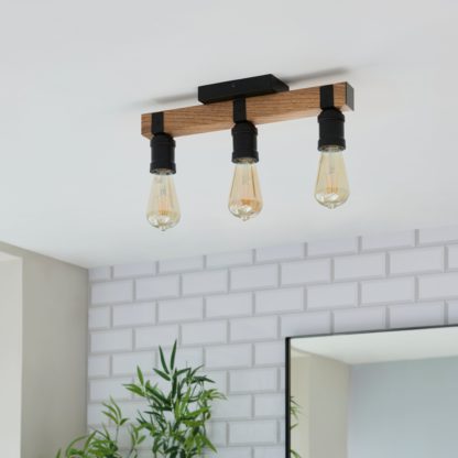 An Image of Fulton 3 Light Dimmable Bathroom Semi Flush Ceiling Light Black