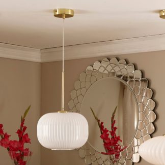 An Image of Bella Ribbed Squoval Pendant White