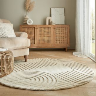 An Image of Zen Garden Round Wool Rug Natural