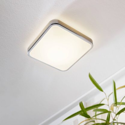 An Image of EGLO Manilva 1 LED Square Wall Light Chrome