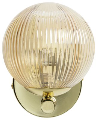 An Image of Habitat Globe Ribbed Glass Metal Wall Light - Champagne