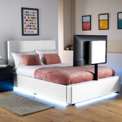 An Image of X Rocker Living Ava TV Bed with LED Lights and TV Mount Black