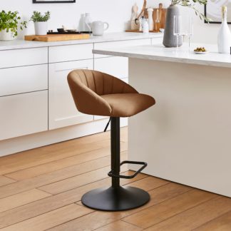 An Image of Lowen Faux Leather Bar Stool Brown