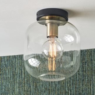 An Image of Florence Metal and Glass Flush Pendant Black