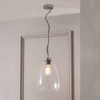 An Image of Beja Organic Shape Tall Bubble Glass Pendant Clear
