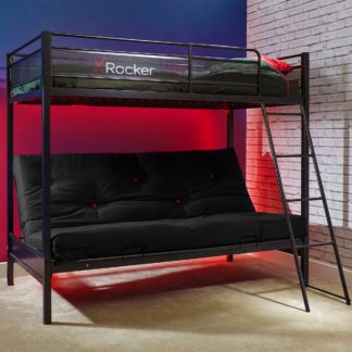 An Image of X Rocker Stronghold Gaming High-Sleeper with Futon Cushion Black