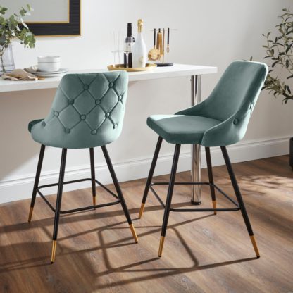 An Image of Ariana Bar Stool, Velvet Velvet Black