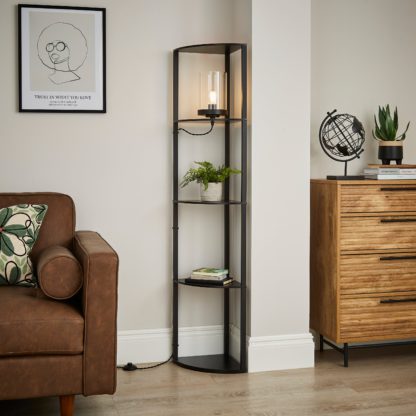 An Image of Keates Corner Shelved Floor Lamp Taupe