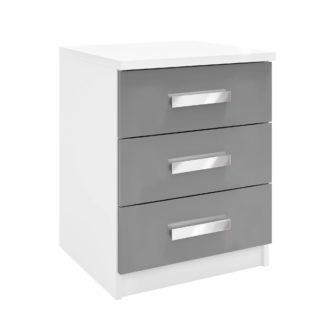 An Image of Moritz 3 Drawer Bedside Table, Grey & White White