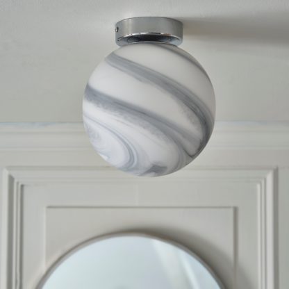 An Image of Utopia Dimmable Bathroom Flush Ceiling Light Silver