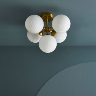 An Image of Swirl 5 Light Dimmable Flush Ceiling Light White