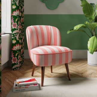 An Image of Elsie Striped Fabric Cocktail Chair Pink