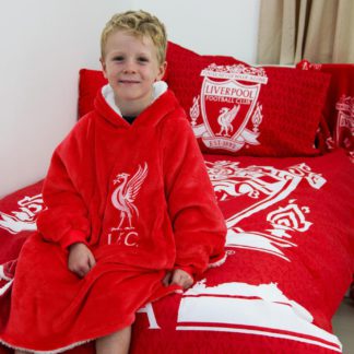 An Image of Liverpool FC Fleece Hooded Blanket - Medium