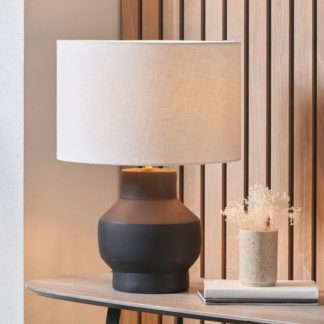 An Image of Inna Urn Terracotta Table Lamp with 35cm Linen Drum Shade Black