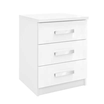 An Image of Moritz 3 Drawer Bedside Table, Grey & White White