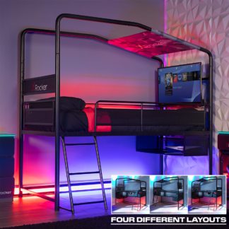 An Image of X Rocker Contra Mid Sleeper Gaming Bunk Bed with TV Mount Black